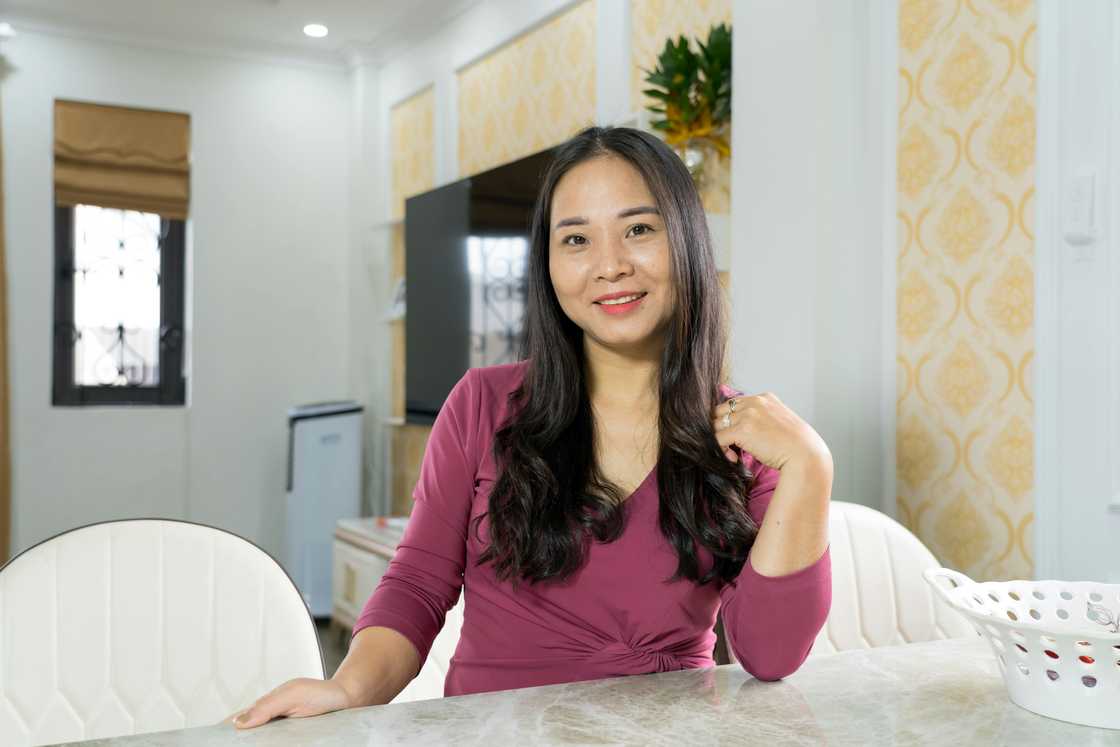 A happy lady at home