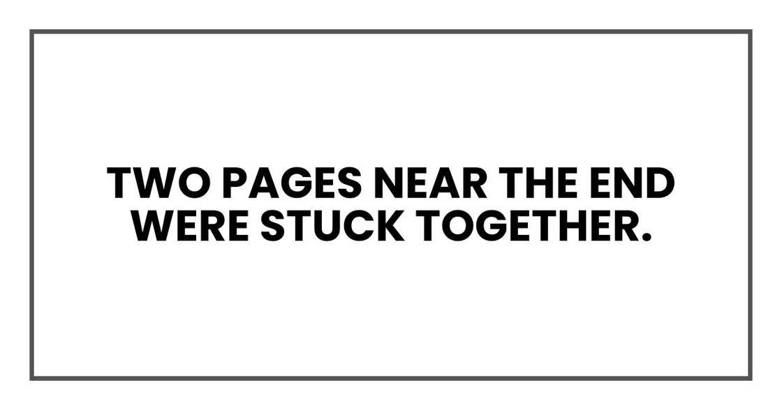 Two pages near the end were stuck together. Two pages near the end were stuck together.