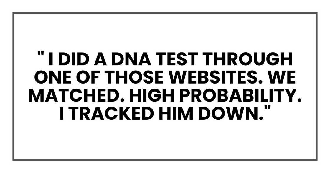 I did a DNA test through one of those websites." Lilian held out the papers to me. "We matched I did a DNA test through one of those websites." Lilian held out the papers to me. "We matched