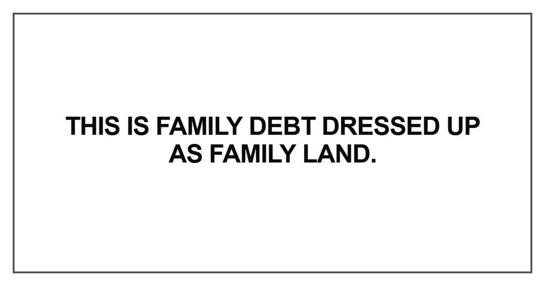 This is family debt dressed up as family land This is family debt dressed up as family land