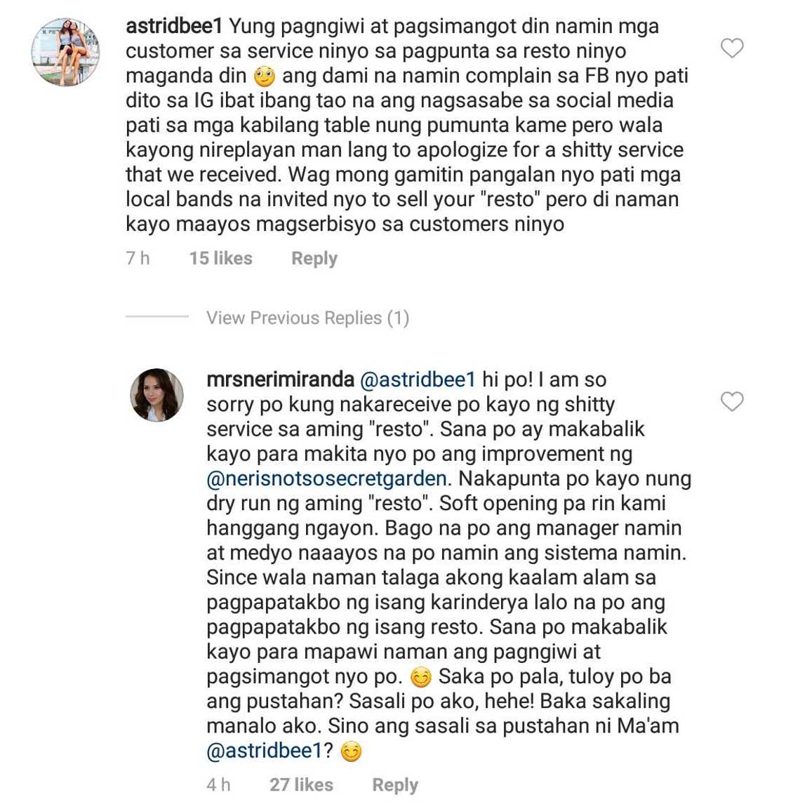 Neri Miranda, nakipagsagutan sa netizen matapos nitong okrayin ang kanyang restaurant Neri Miranda, nakipagsagutan sa netizen matapos nitong okrayin ang kanyang restaurant