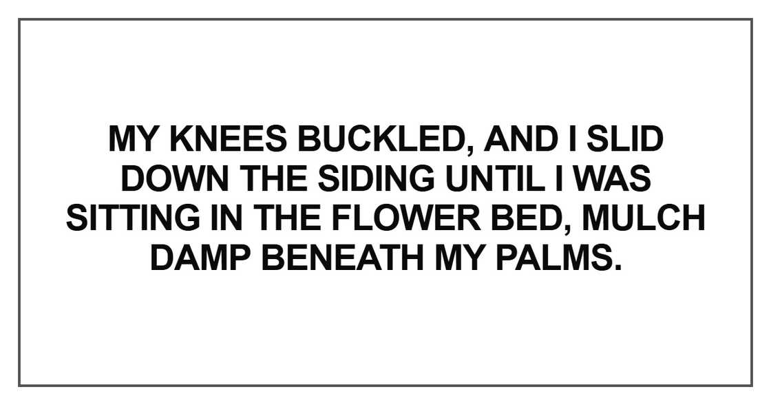 My knees buckled, and I slid down My knees buckled, and I slid down
