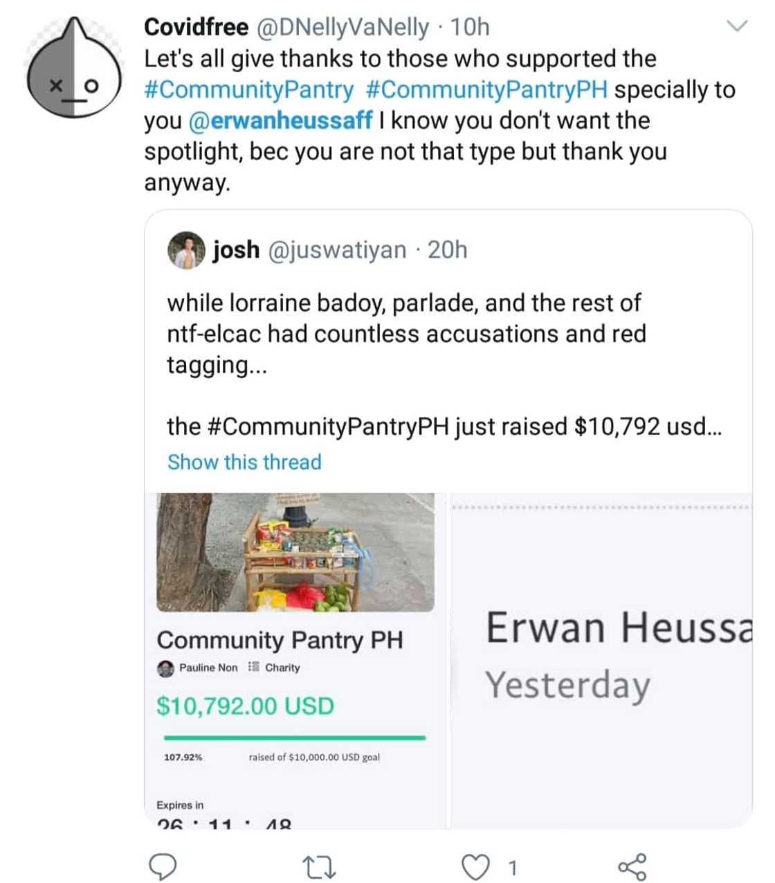 Erwan Heussaff donates $2,000 to Maginhawa community pantry fund drive amid red-tagging issues Erwan Heussaff donates $2,000 to Maginhawa community pantry fund drive amid red-tagging issues