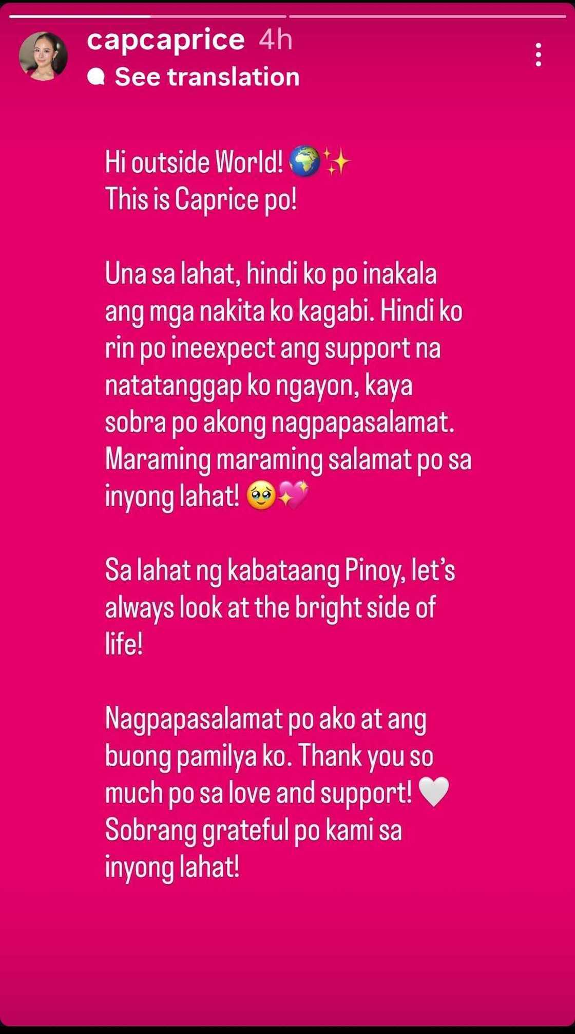 Caprice Cayetano, may nakakaantig na mensahe matapos tanghaling Big Winner ng ‘PBB Collab 2.0’ Caprice Cayetano, may nakakaantig na mensahe matapos tanghaling Big Winner ng ‘PBB Collab 2.0’