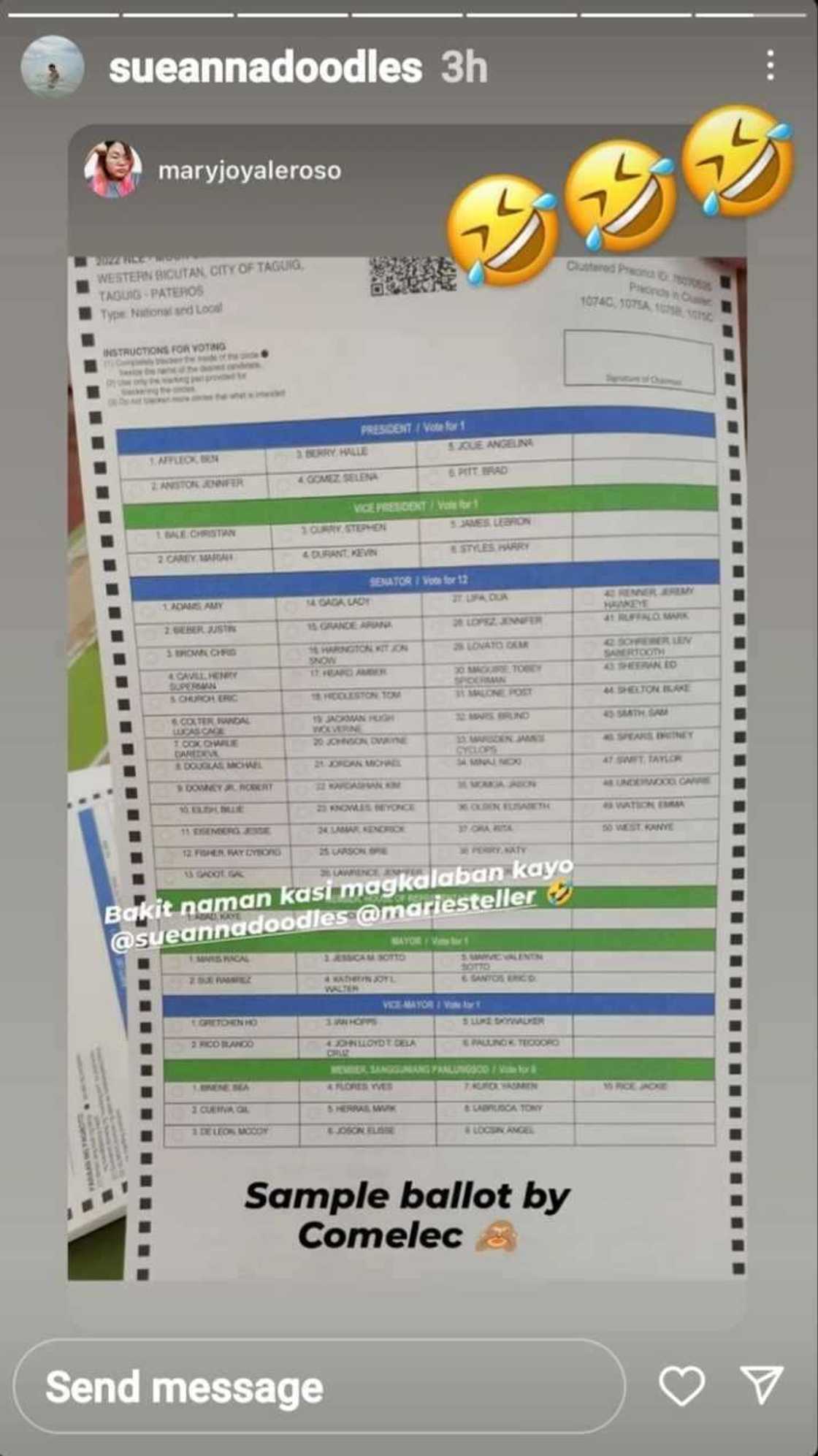 Maris Racal, Gretchen Ho, Sue Ramirez react to sample ballot released by Comelec Maris Racal, Gretchen Ho, Sue Ramirez react to sample ballot released by Comelec