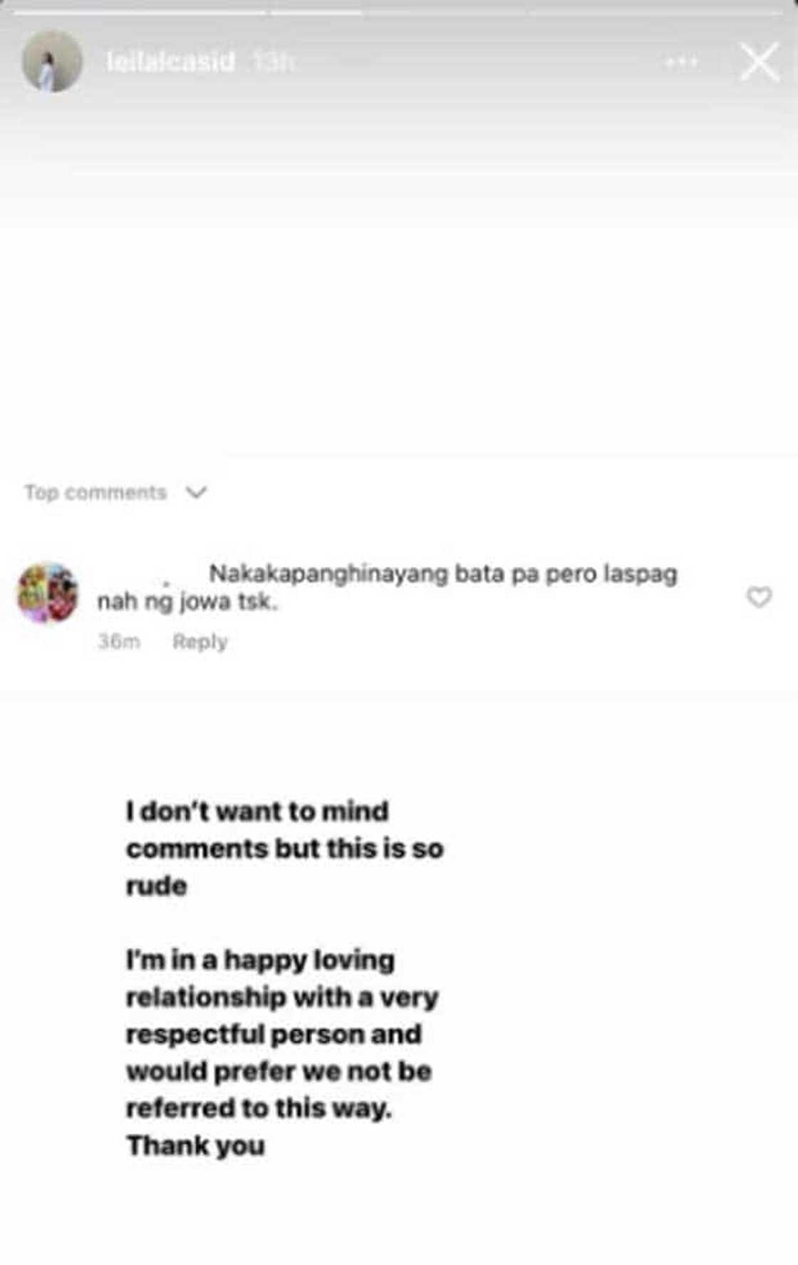 Leila Alcasid slams basher who made rude comment about her and boyfriend Leila Alcasid slams basher who made rude comment about her and boyfriend