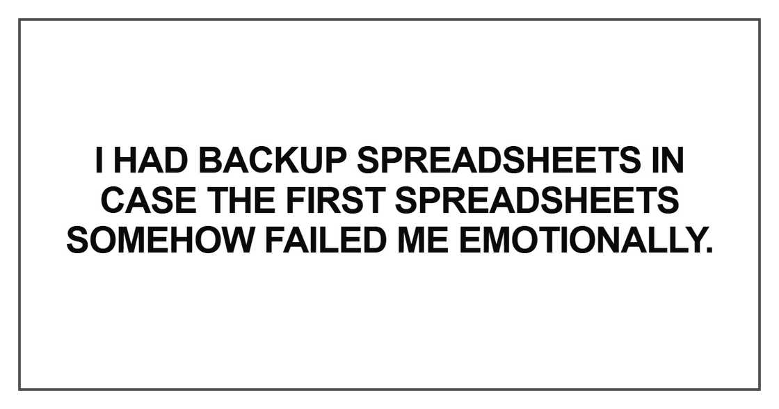 I had backup spreadsheets