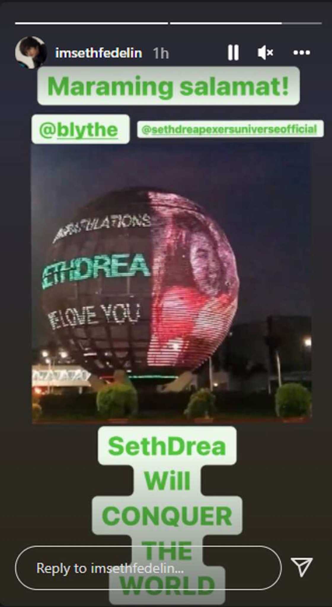 Seth Fedelin tags Andrea Brillantes on his recent posts promoting their show and thanking their fans