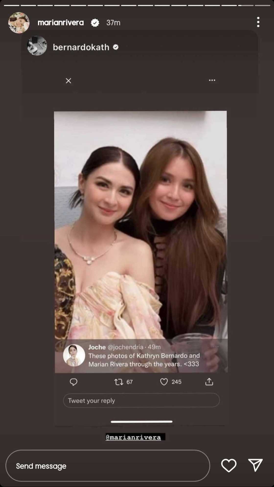 Marian Rivera sa 'through the years' photos nila ni Kathryn Bernardo: "Love you"