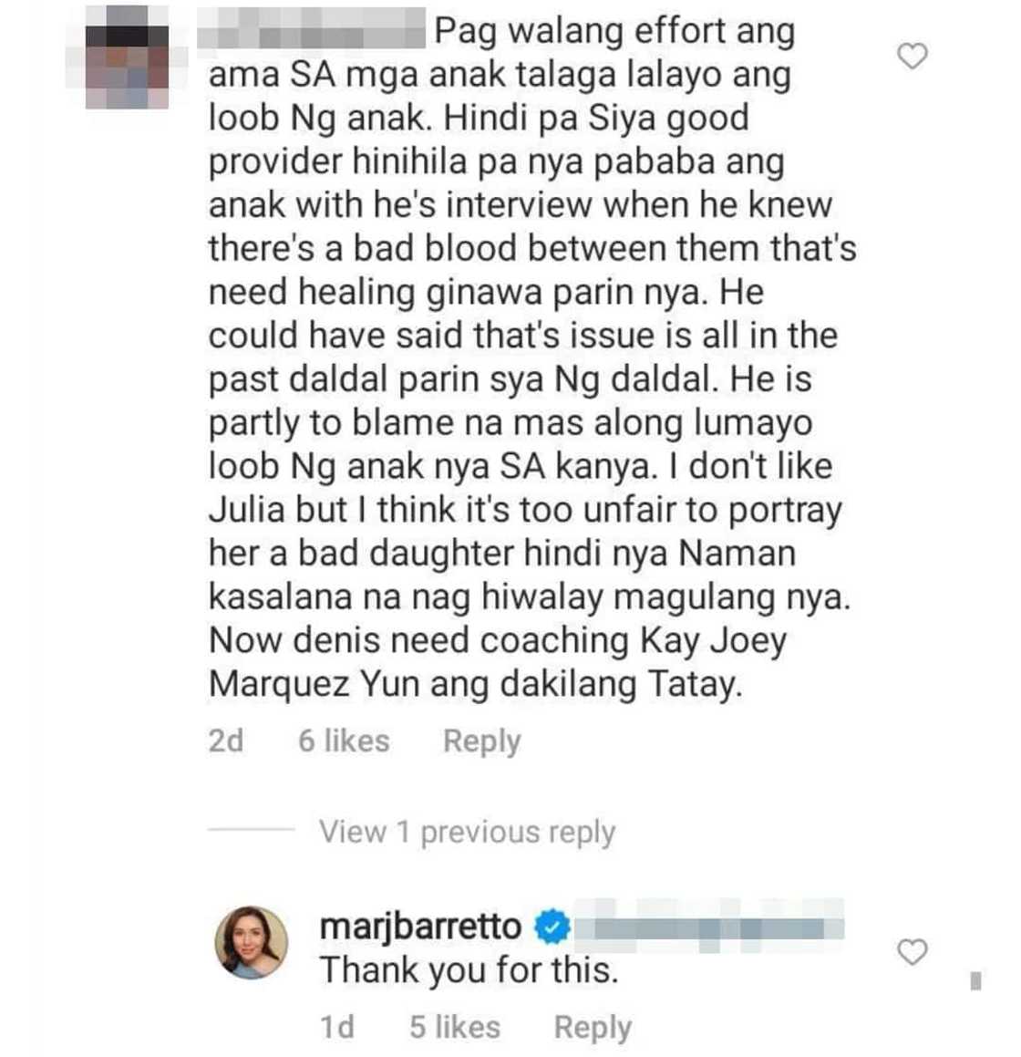 Marjorie Barretto, nagpasalamat sa netizen na nagsabing "partly to blame" din si Dennis Padilla