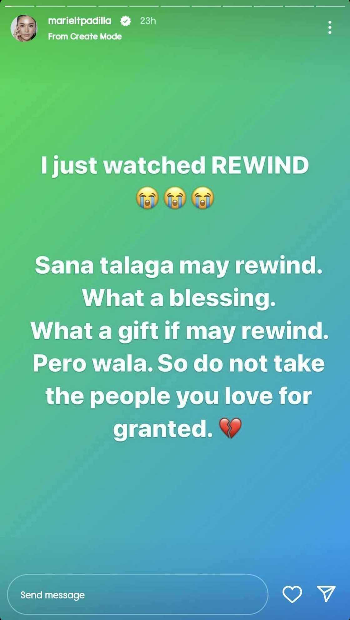 Mariel Padilla matapos panoorin ang 'Rewind' ng DongYan: "Sana talaga may rewind" Mariel Padilla matapos panoorin ang 'Rewind' ng DongYan: "Sana talaga may rewind"