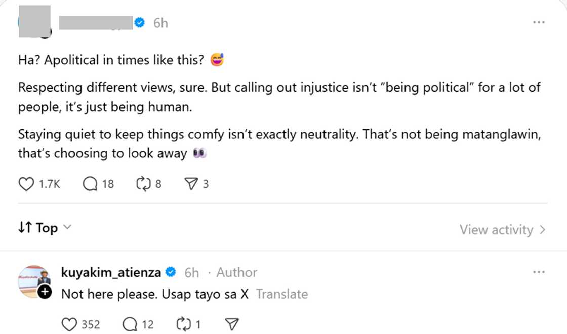 Kuya Kim Atienza, may agaw-pansing mensahe ukol sa hindi pagpo-post tungkol sa pulitika sa Threads