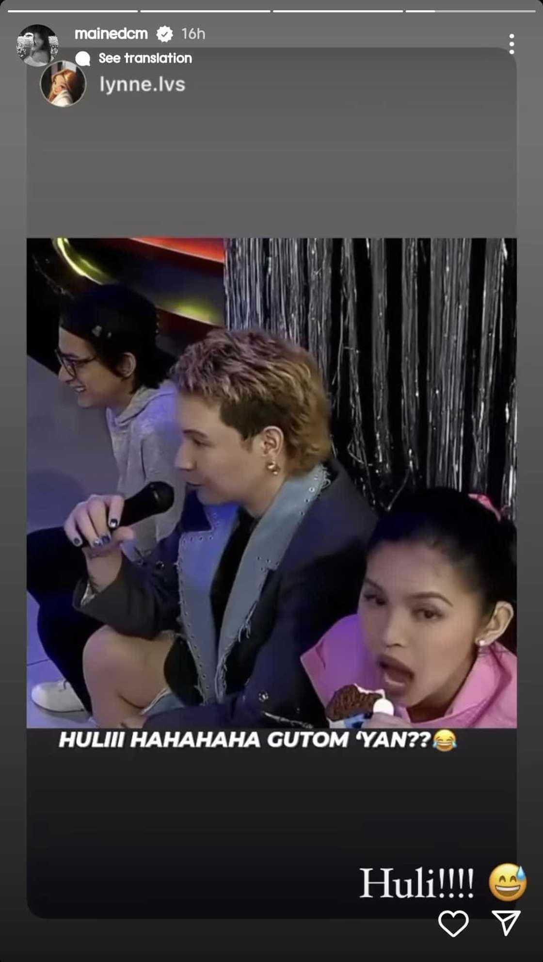 Video ng pagkagulat ni Maine Mendoza matapos mahuling kumakain sa show, viral