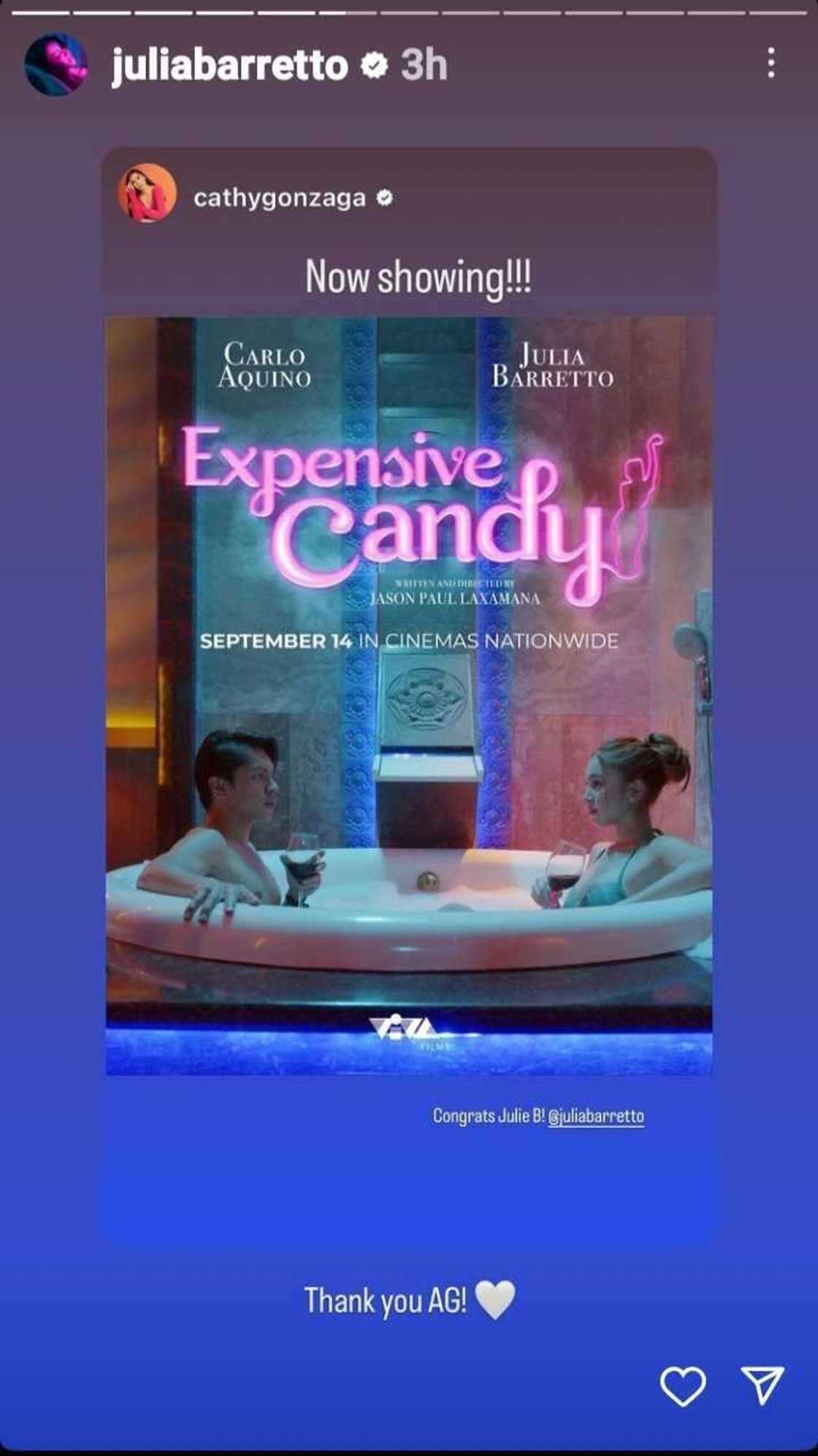 Alex Gonzaga promotes ‘Expensive Candy’, congratulates Julia Barretto; Julia reacts Alex Gonzaga promotes ‘Expensive Candy’, congratulates Julia Barretto; Julia reacts