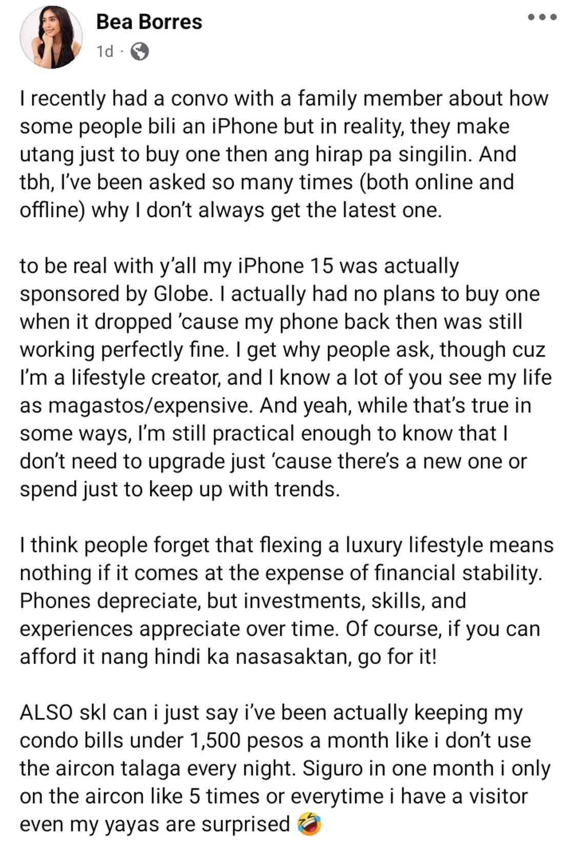 Bea Borres gets real and honest about practicality and 'luxury lifestyle' Bea Borres gets real and honest about practicality and 'luxury lifestyle'