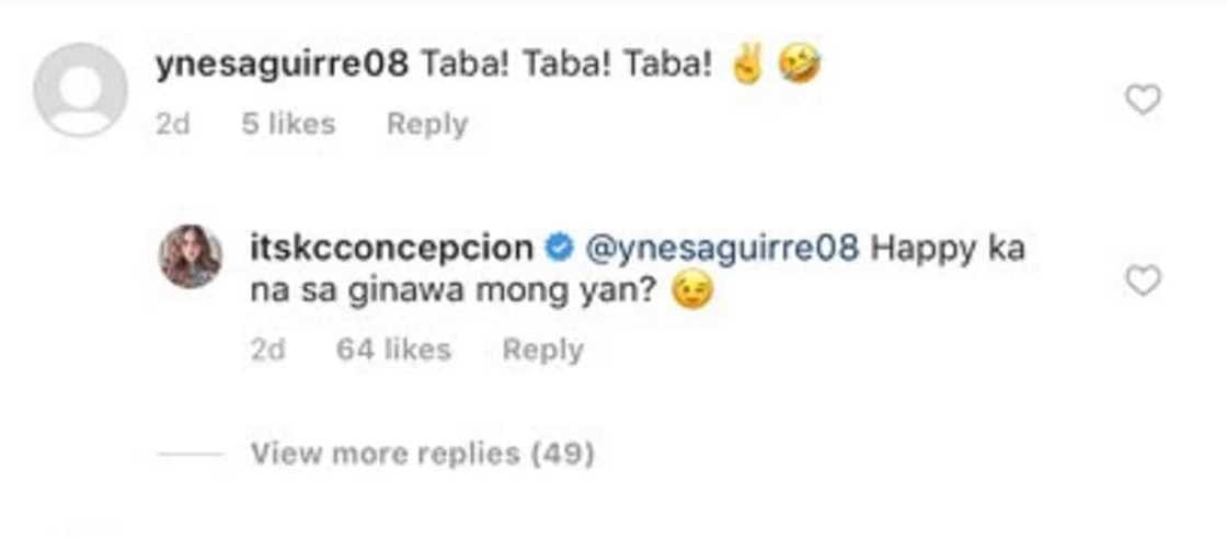 KC Concepcion claps back at netizen who called her 'taba' KC Concepcion claps back at netizen who called her 'taba'