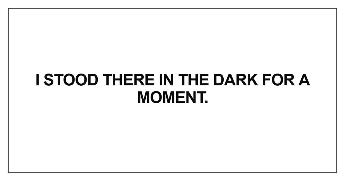 I stood there in the dark for a moment I stood there in the dark for a moment