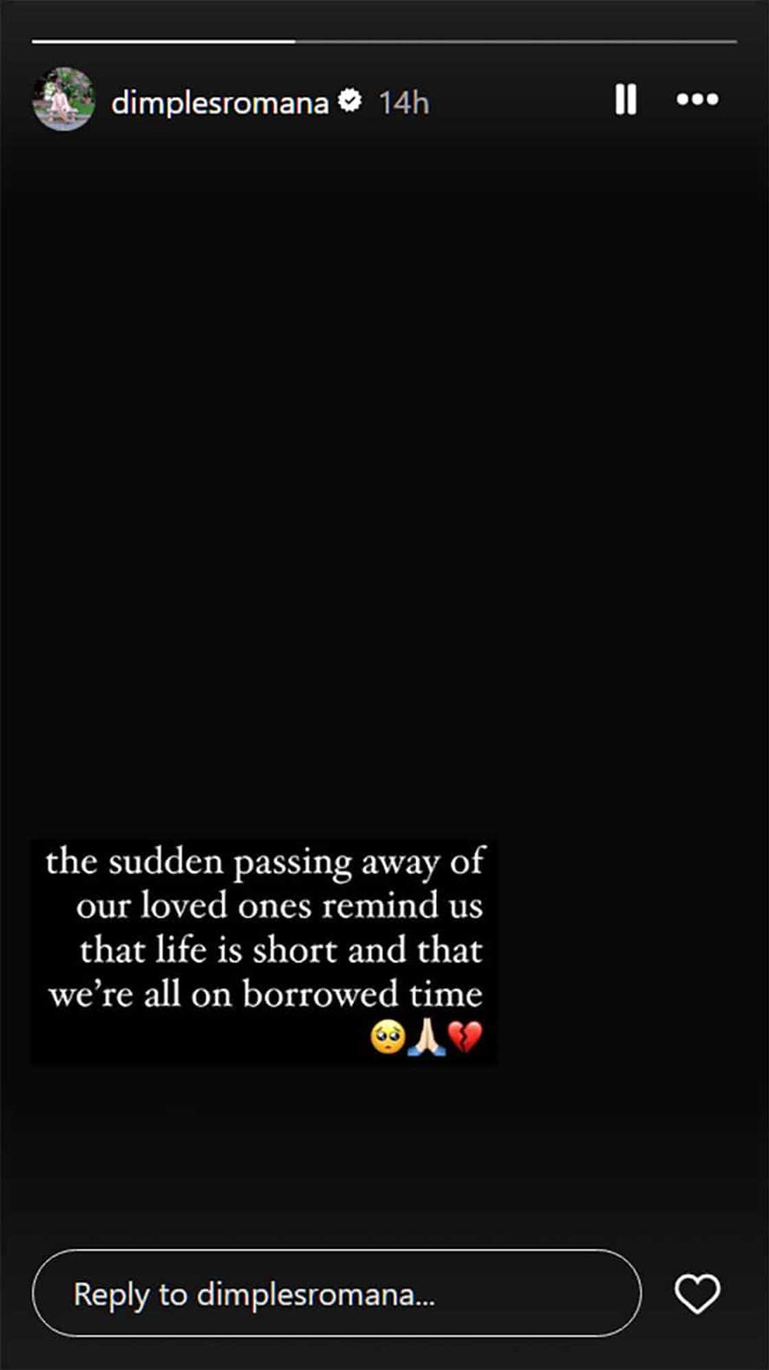 Dimples Romana, may reminder para sa lahat: “We’re all on borrowed time and life is short” Dimples Romana, may reminder para sa lahat: “We’re all on borrowed time and life is short”