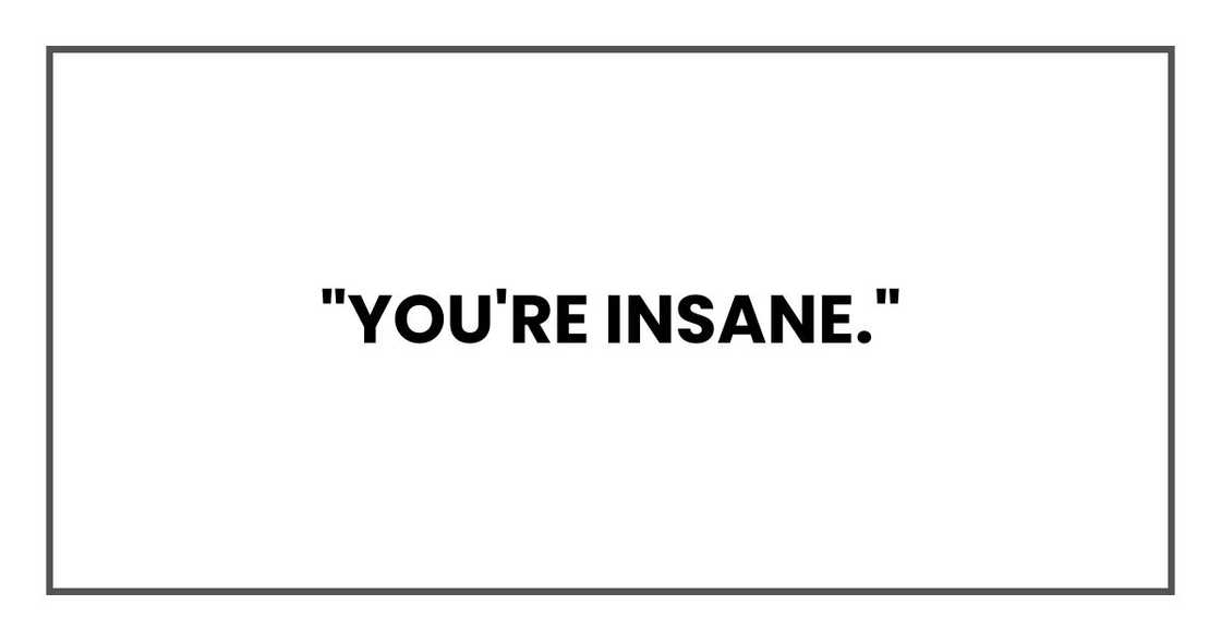 "You're insane." "You're insane."