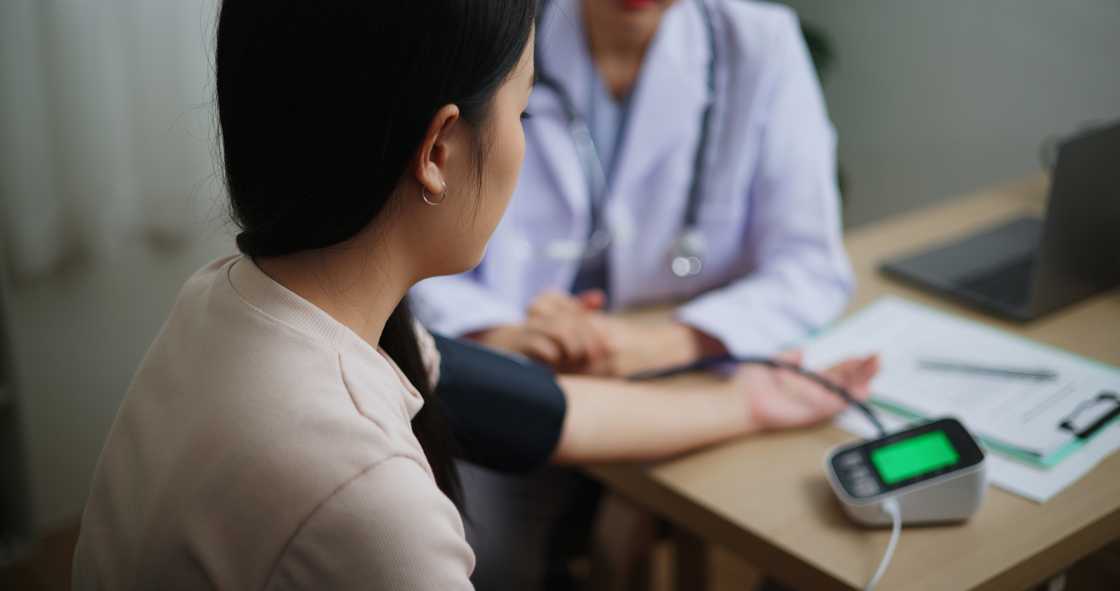 A lady at a hospital