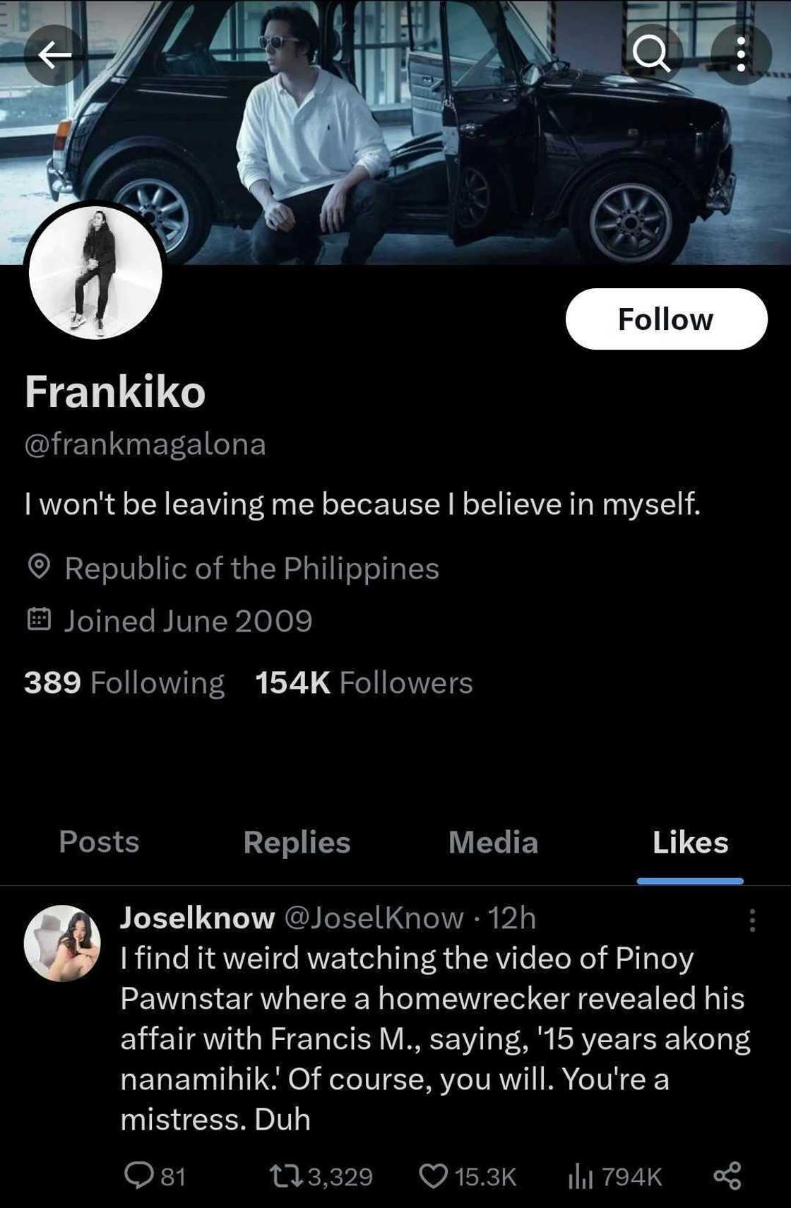 Anak ni Pia at Francis M, ni-like ang "homewrecker" comment ng isang netizen Anak ni Pia at Francis M, ni-like ang "homewrecker" comment ng isang netizen