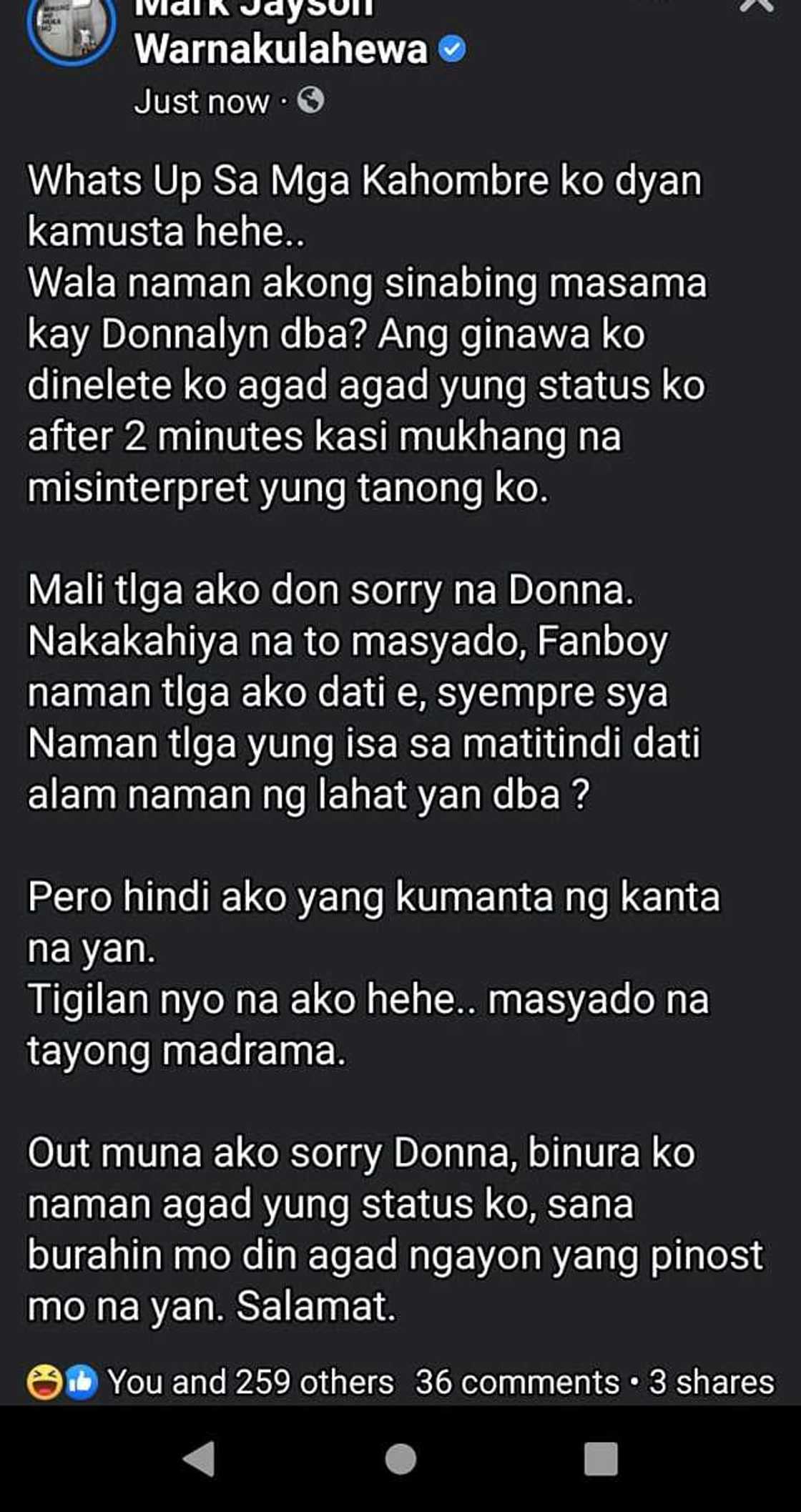 MG, humingi ng dispensa kay Donnalyn Bartolome; binura ang kanyang post