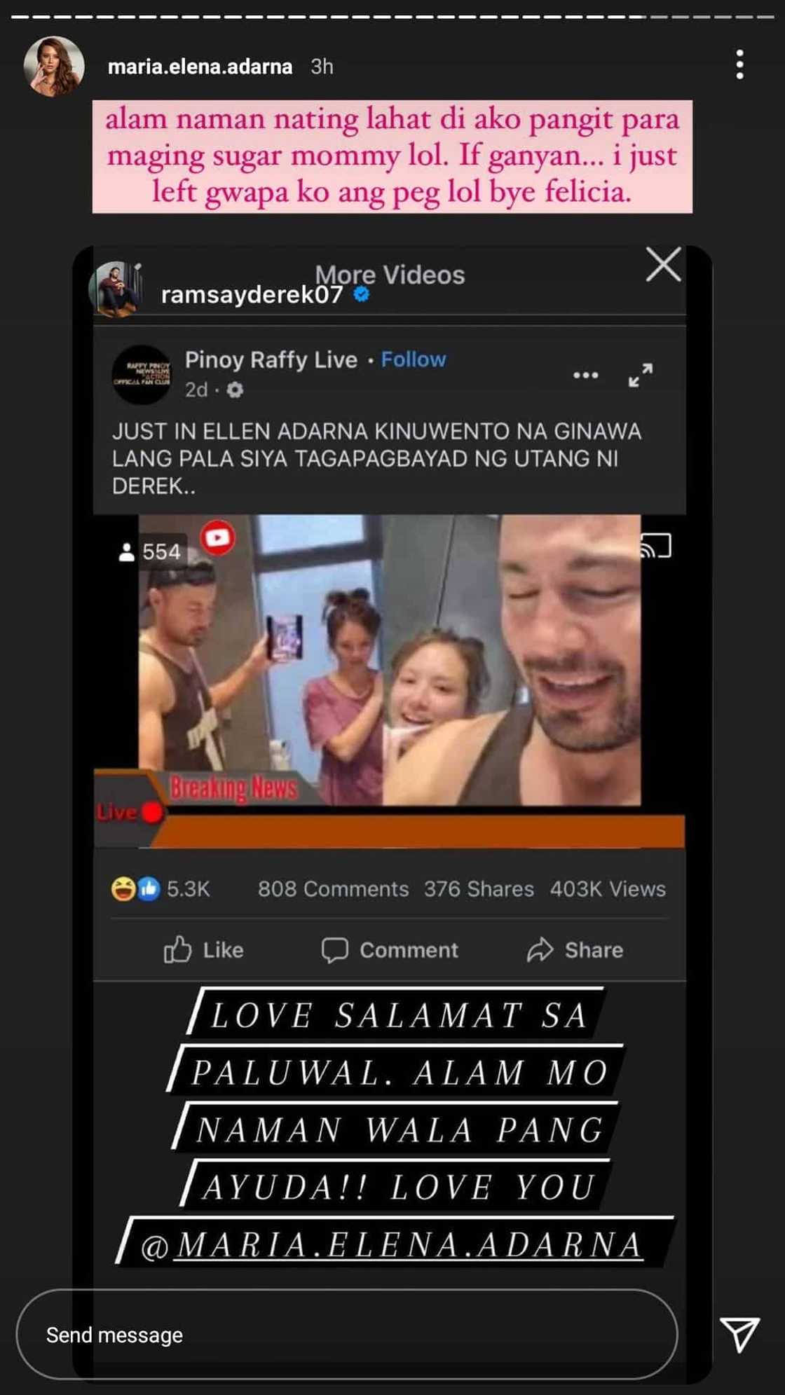 Ellen Adarna, umalma sa fake article na siya umano nagbayad ng utang ni Derek Ramsay