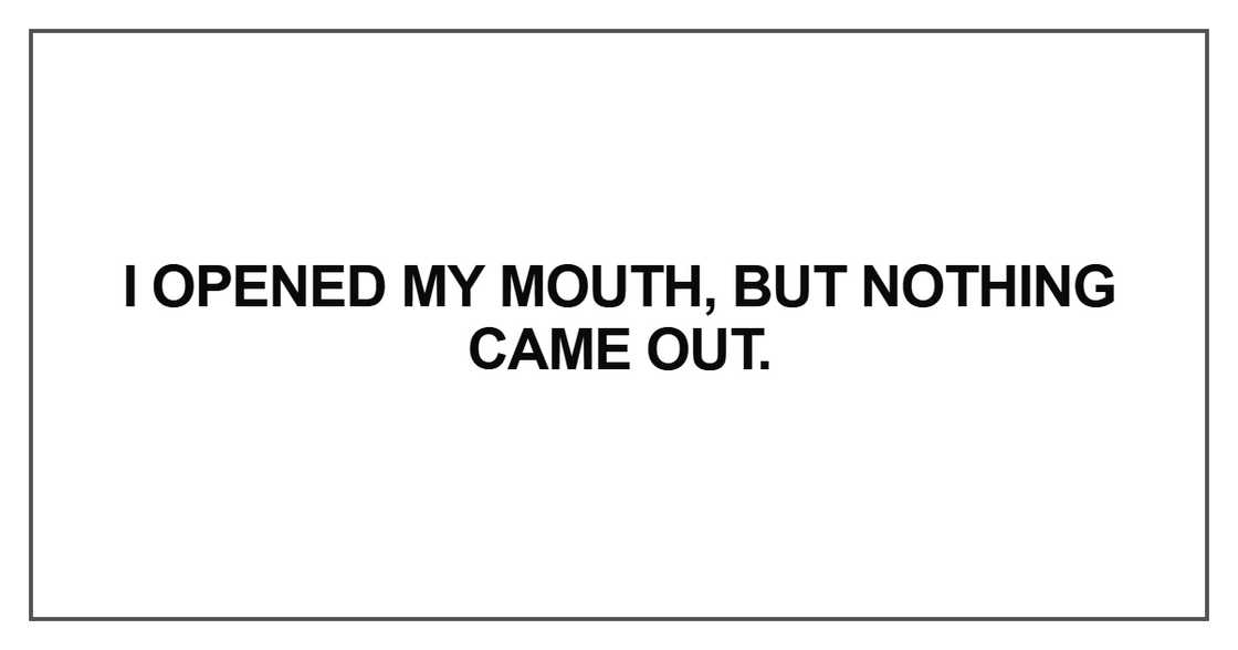 I opened my mouth, but nothing came out