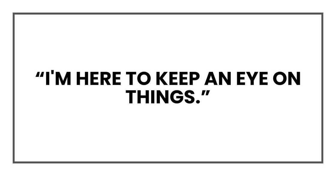 "I'm here to keep an eye on things. "I'm here to keep an eye on things.