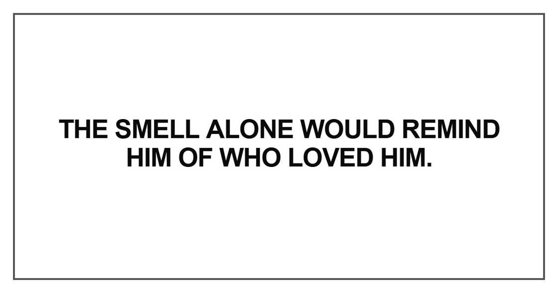 The smell alone would remind him of who loved him The smell alone would remind him of who loved him
