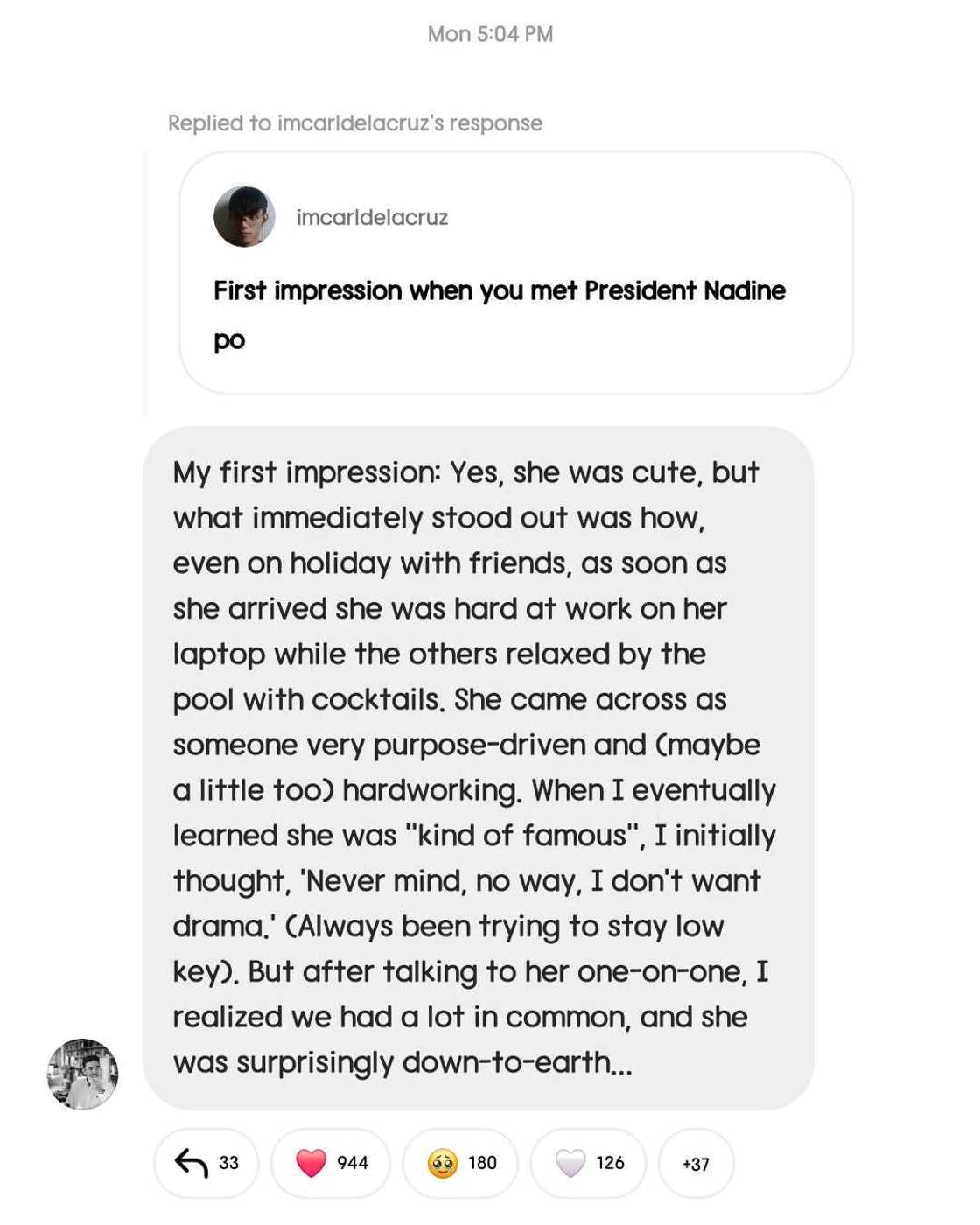 Nadine Lustre's BF Christophe Bariou shares his first impression of the actress