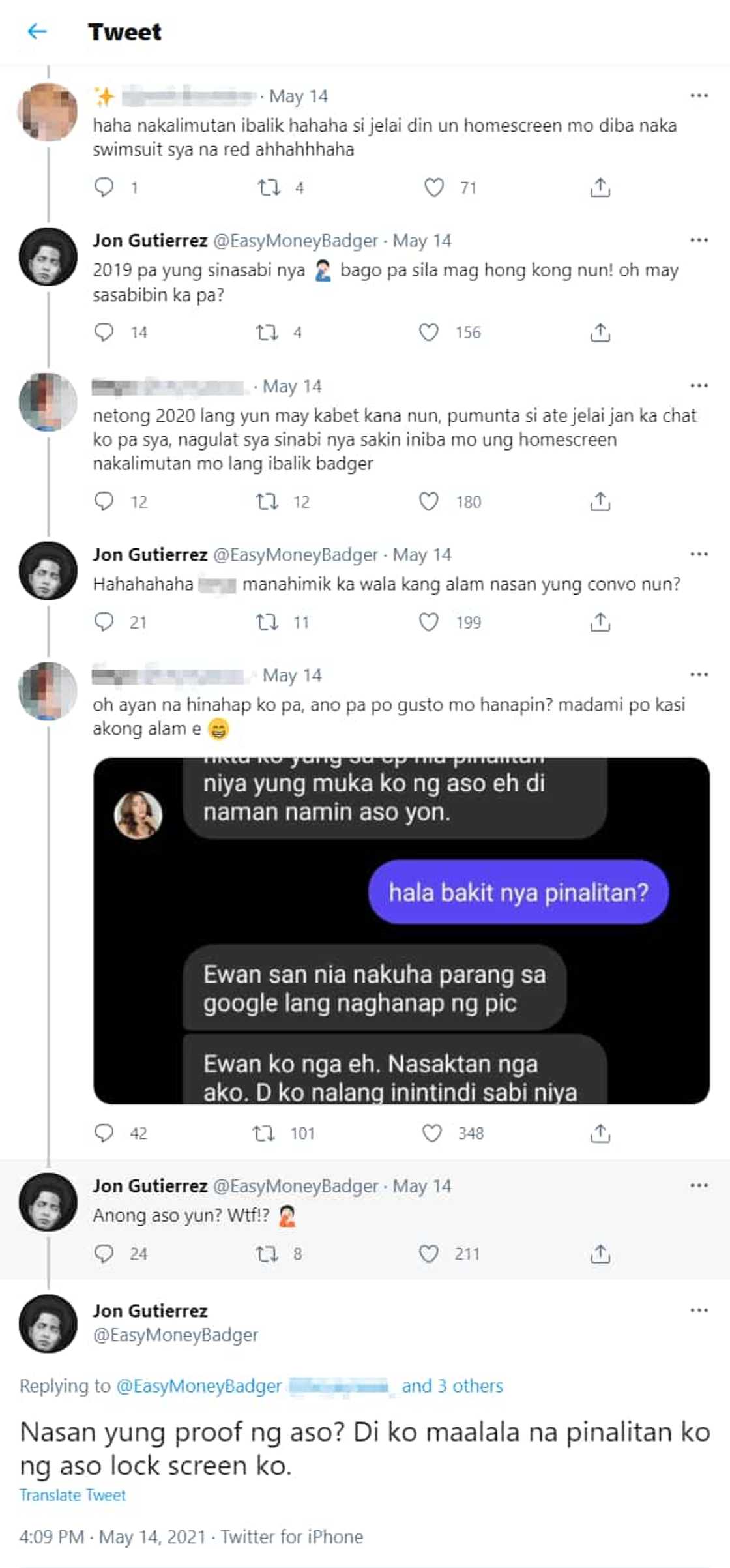 Jon Gutierrez reacts to netizen who posted "proof" that he changed his phone's wallpaper Jon Gutierrez reacts to netizen who posted "proof" that he changed his phone's wallpaper
