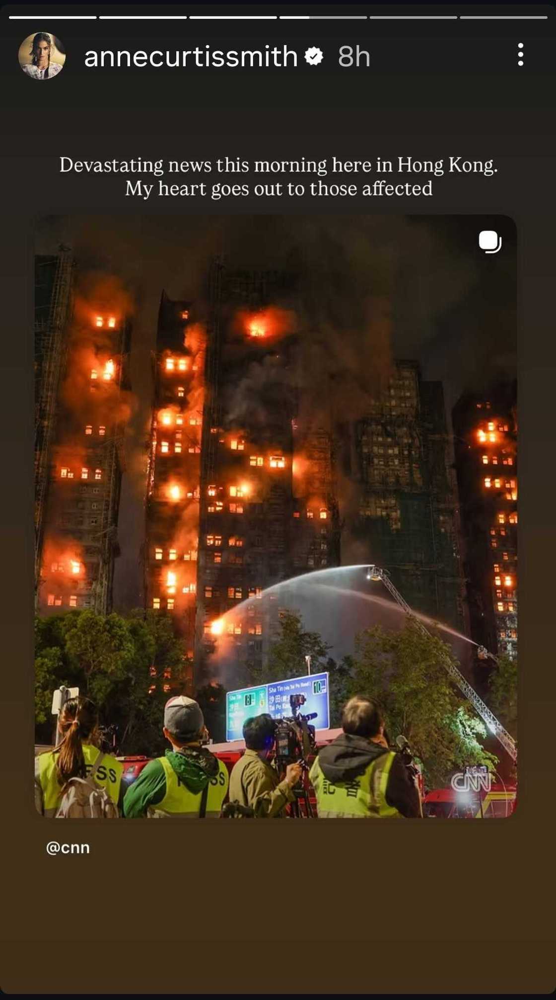Anne Curtis reacts to massive fire in Hong Kong: “Devastating news”
