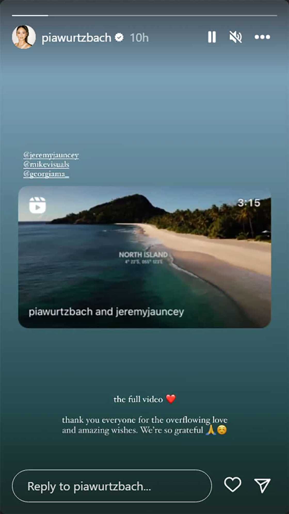 Pia Wurtzbach, taos-pusong pinasalamatan lahat ng bumati sa kanila ni Jeremy Jauncey: “We're so grateful” Pia Wurtzbach, taos-pusong pinasalamatan lahat ng bumati sa kanila ni Jeremy Jauncey: “We're so grateful”