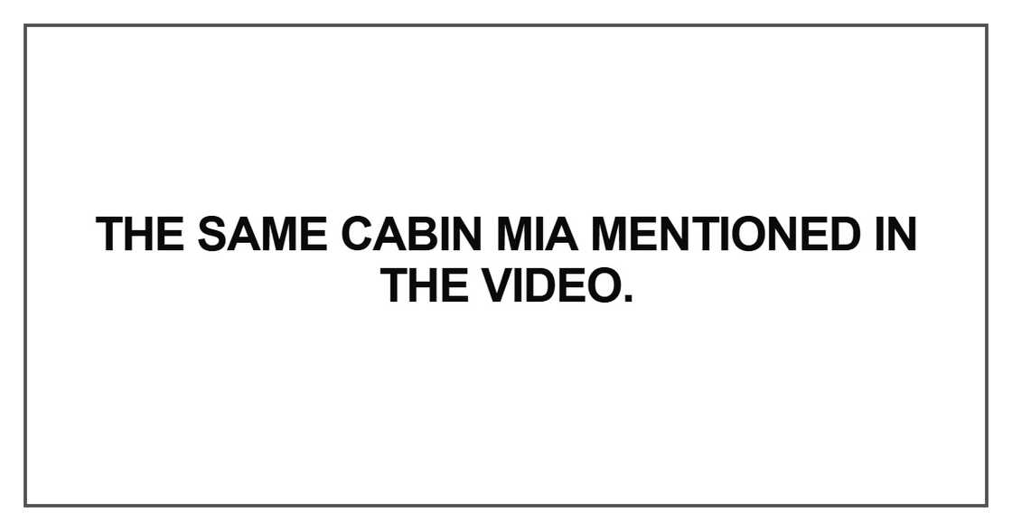 The same cabin Mia mentioned in the video