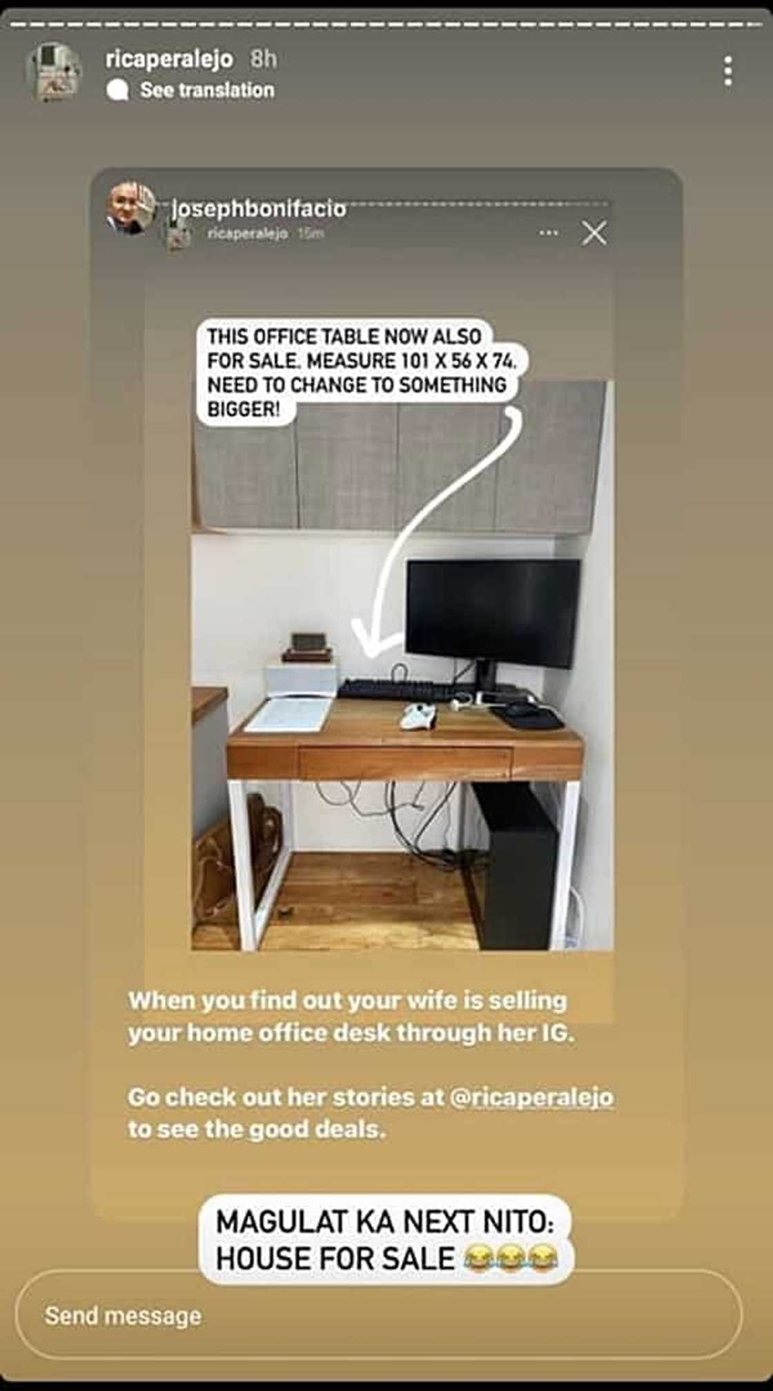 Asawa ni Rica Peralejo, nabigla nang makitang binebenta na ng aktres ang work desk niya Asawa ni Rica Peralejo, nabigla nang makitang binebenta na ng aktres ang work desk niya