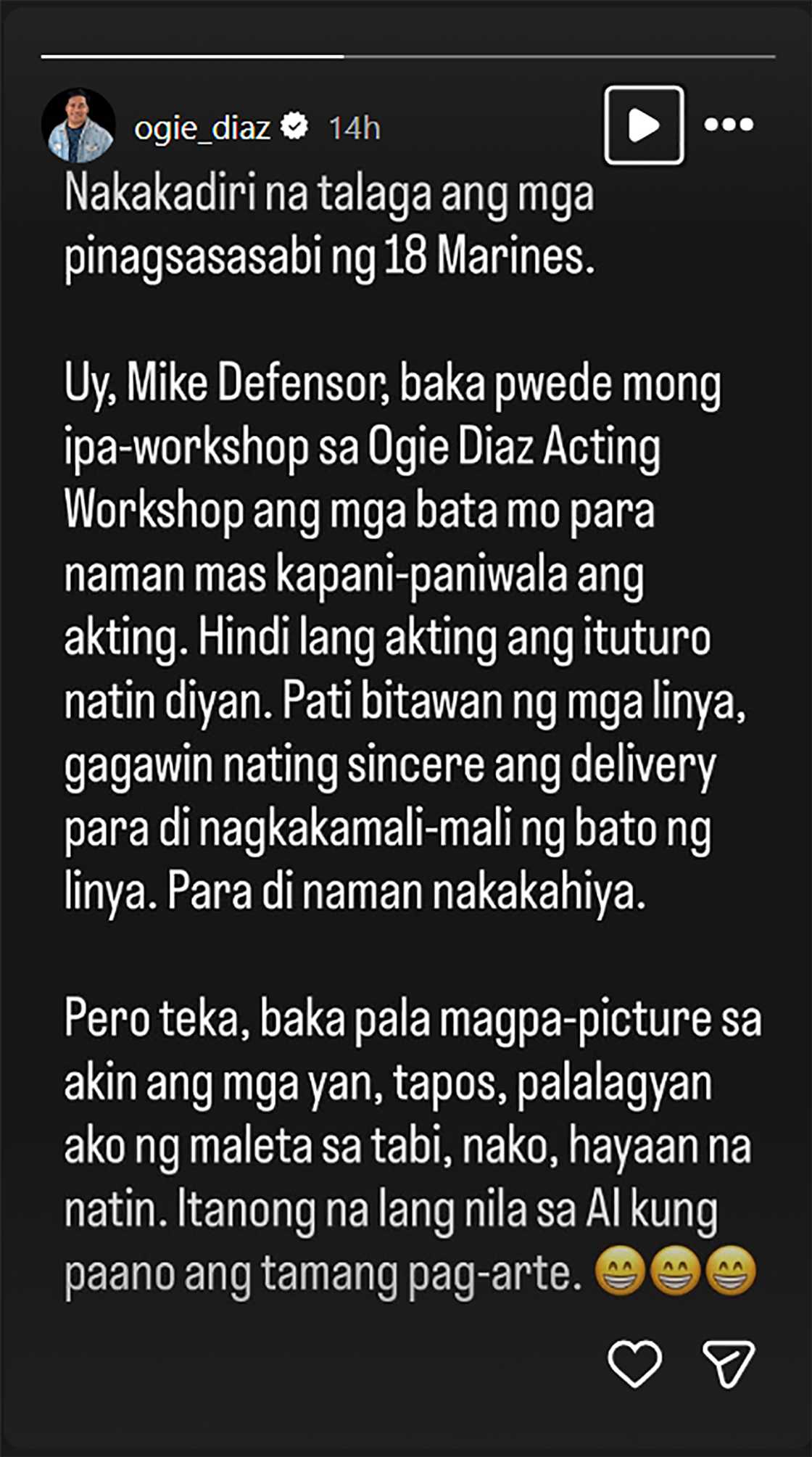 Ogie Diaz, may nakakalokang pahayag ukol sa 18 marines na kasama ni Mike Defensor