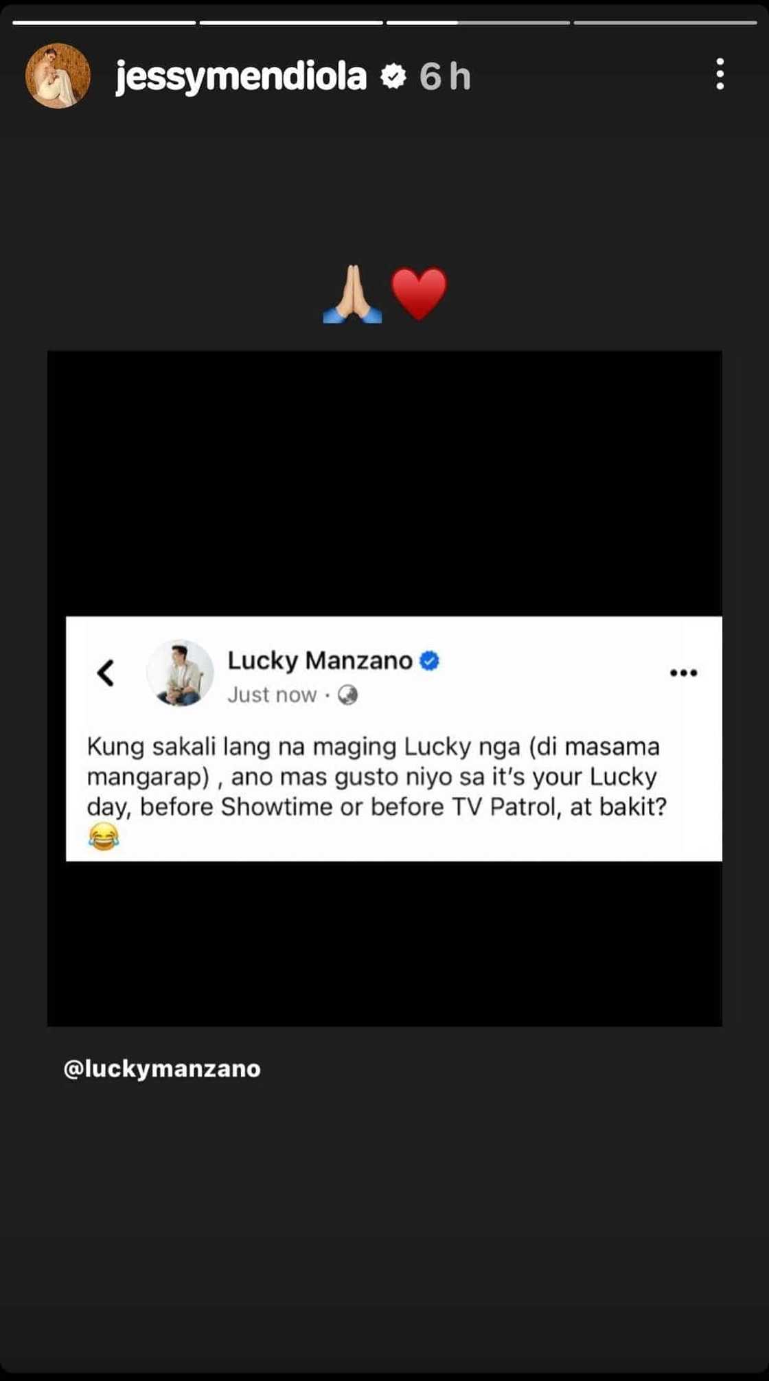 Jessy Mendiola, nagpahayag ng suporta sa post ni Luis Manzano ukol sa 'It's Your Lucky Day' Jessy Mendiola, nagpahayag ng suporta sa post ni Luis Manzano ukol sa 'It's Your Lucky Day'