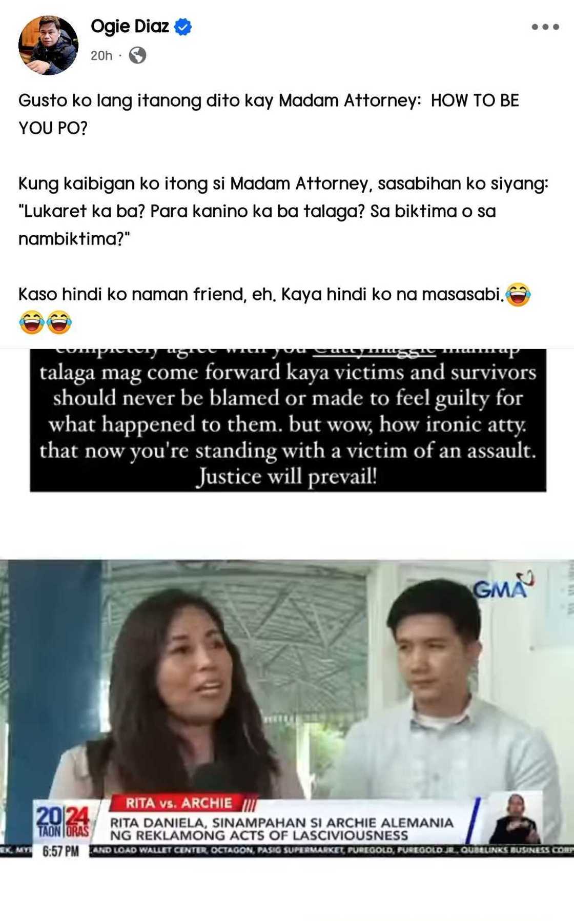 Ogie Diaz, may mga nais itanong sa lawyer ni Rita Daniela kung kaibigan niya ito Ogie Diaz, may mga nais itanong sa lawyer ni Rita Daniela kung kaibigan niya ito
