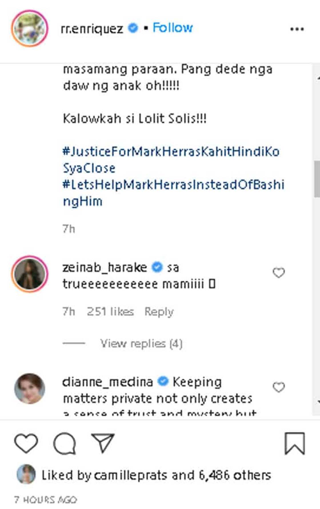 Celebrities, nag-react sa post ni RR Enriquez ukol sa pagtrato ni Lolit Solis kay Mark Herras Celebrities, nag-react sa post ni RR Enriquez ukol sa pagtrato ni Lolit Solis kay Mark Herras