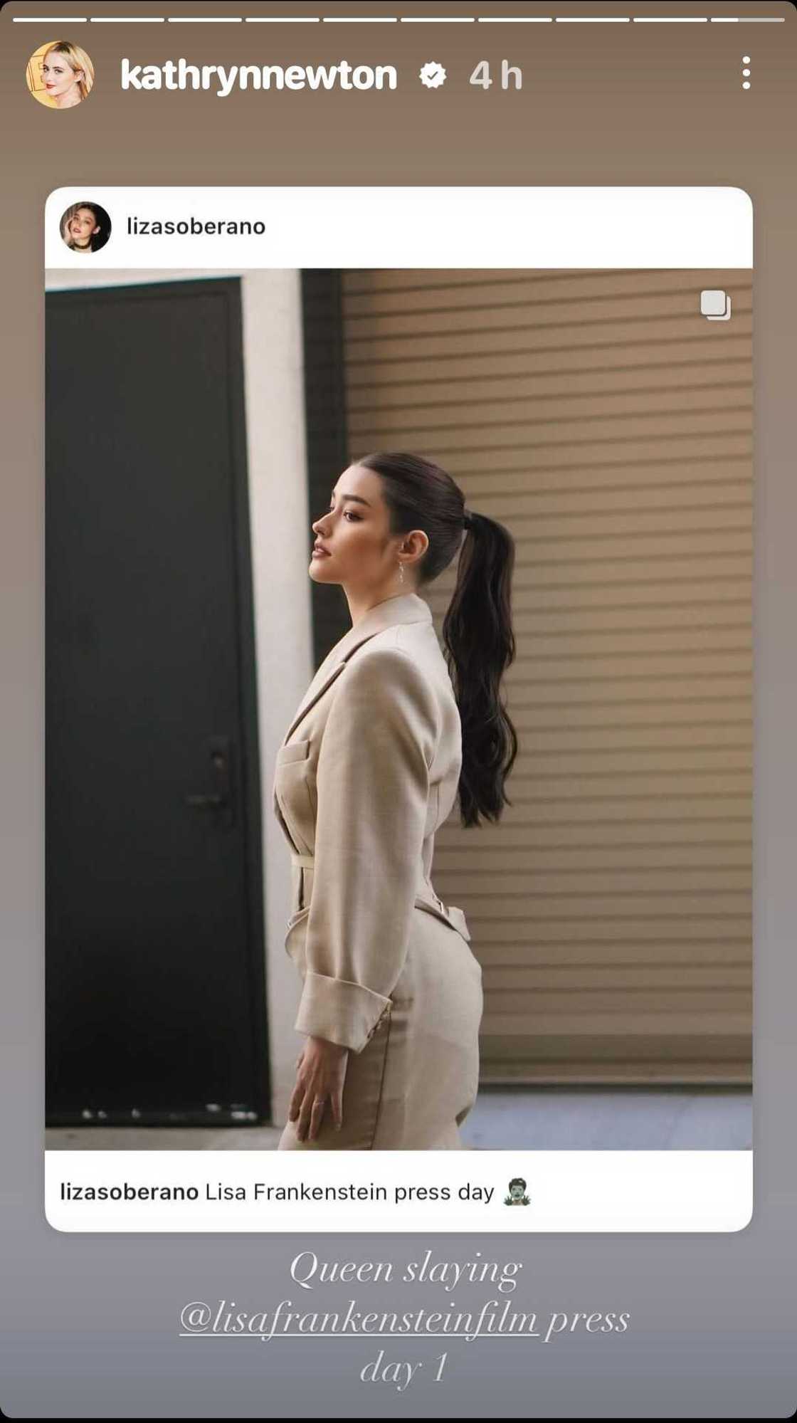 Hollywood star Kathryn Newton gushes over Liza Soberano’s look for their film’s press day Hollywood star Kathryn Newton gushes over Liza Soberano’s look for their film’s press day