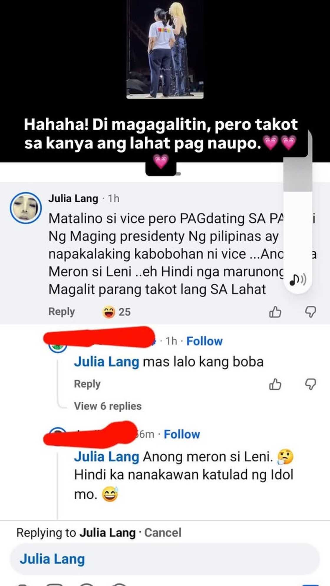 Ogie Diaz, binuweltahan isang netizen na nagkomento ukol Vice Ganda at Leni Robredo