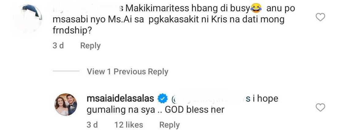 Ai-Ai De Las Alas, kahit merong di pagkakaunawaan, hiling niya na gumaling si Kris Aquino: “God bless her” Ai-Ai De Las Alas, kahit merong di pagkakaunawaan, hiling niya na gumaling si Kris Aquino: “God bless her”