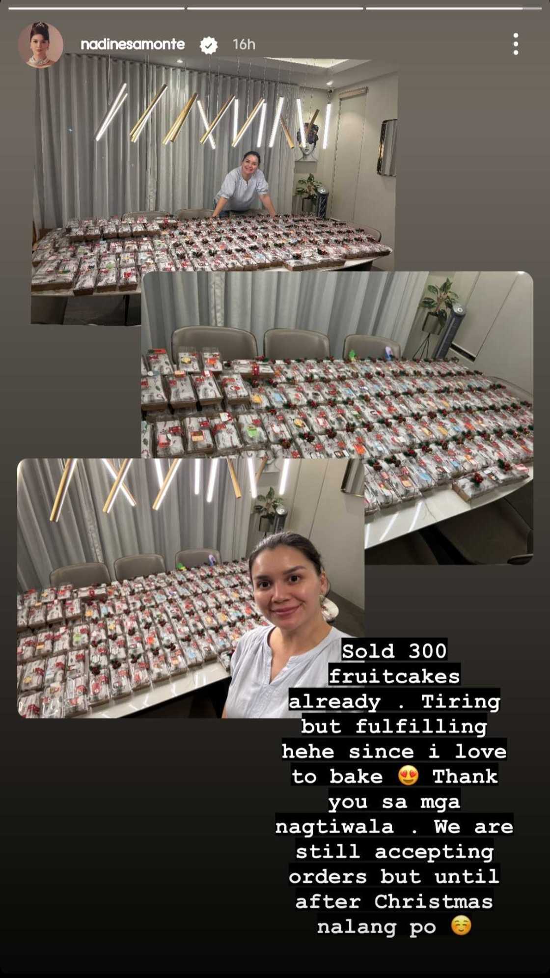 Nadine Samonte, ibinida ang natanggap na orders: "Sold 300 fruitcakes"