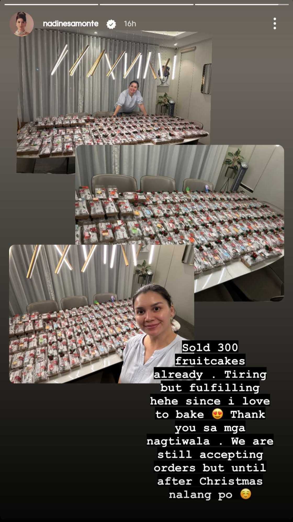 Nadine Samonte, ibinida ang natanggap na orders: "Sold 300 fruitcakes" Nadine Samonte, ibinida ang natanggap na orders: "Sold 300 fruitcakes"