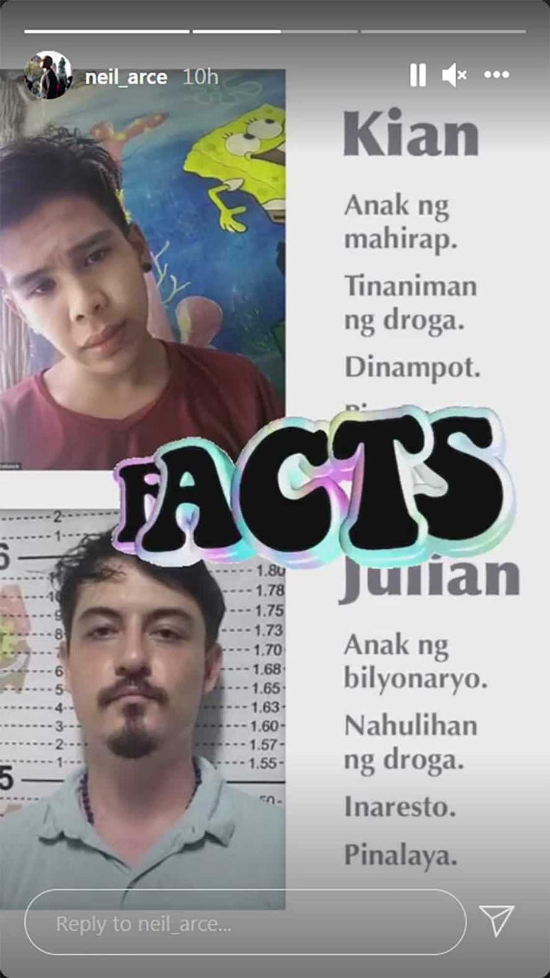 Neil Arce, sa isang post ikinumpara ang katayuan sa buhay ng yumaong si Kian delos Santos at Julian Ongpin Neil Arce, sa isang post ikinumpara ang katayuan sa buhay ng yumaong si Kian delos Santos at Julian Ongpin