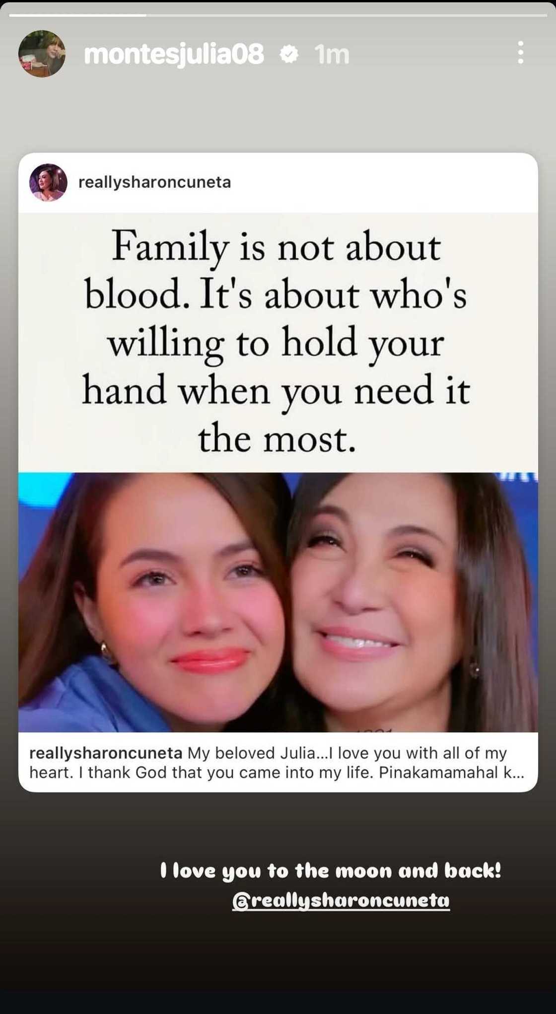 Julia Montes, nag-reply sa nakakaantig na mensahe sa kanya ni Sharon Cuneta Julia Montes, nag-reply sa nakakaantig na mensahe sa kanya ni Sharon Cuneta