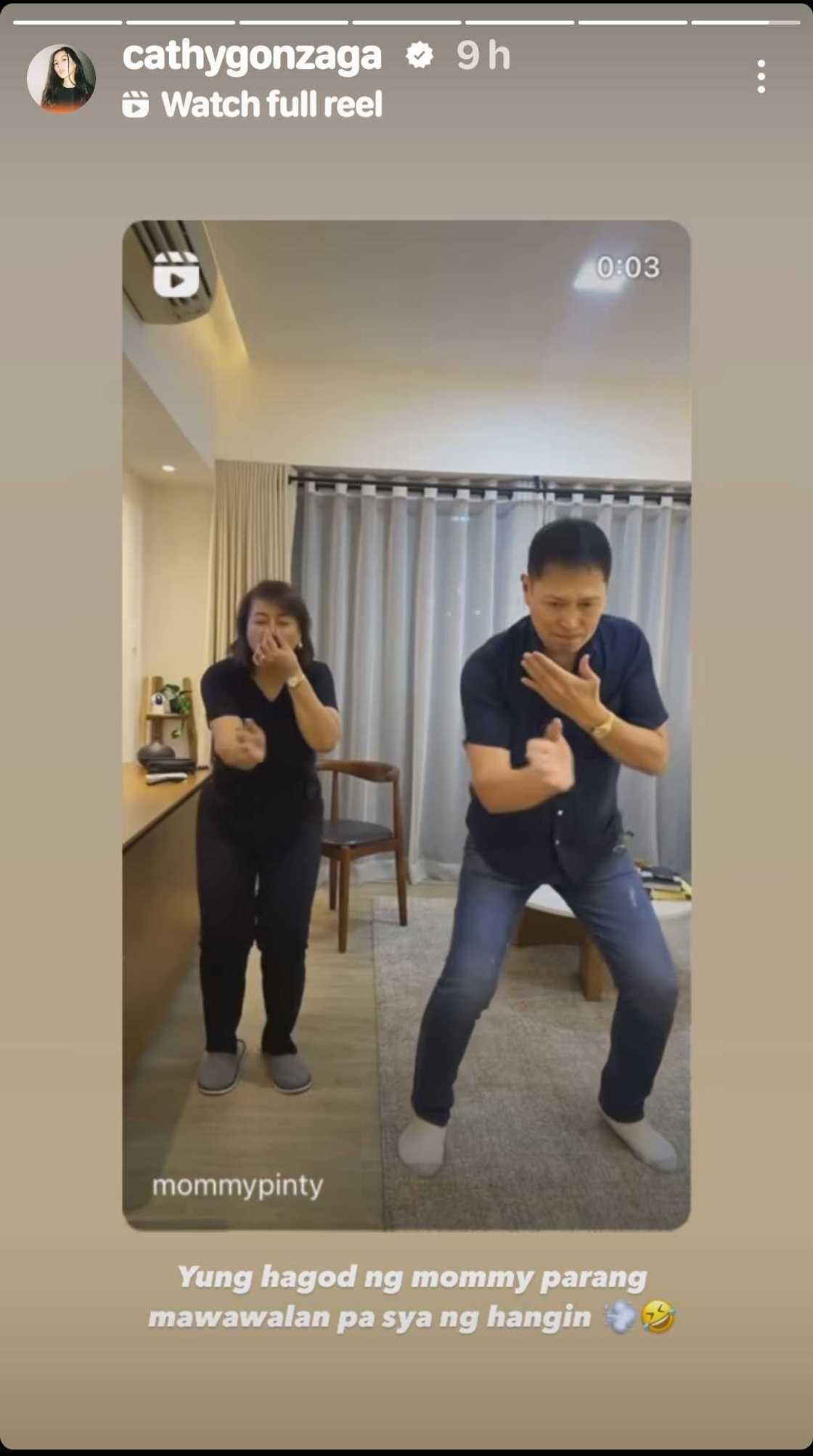 Alex Gonzaga, may kwelang reaksyon sa dance video nina Mommy Pinty, Daddy Bonoy