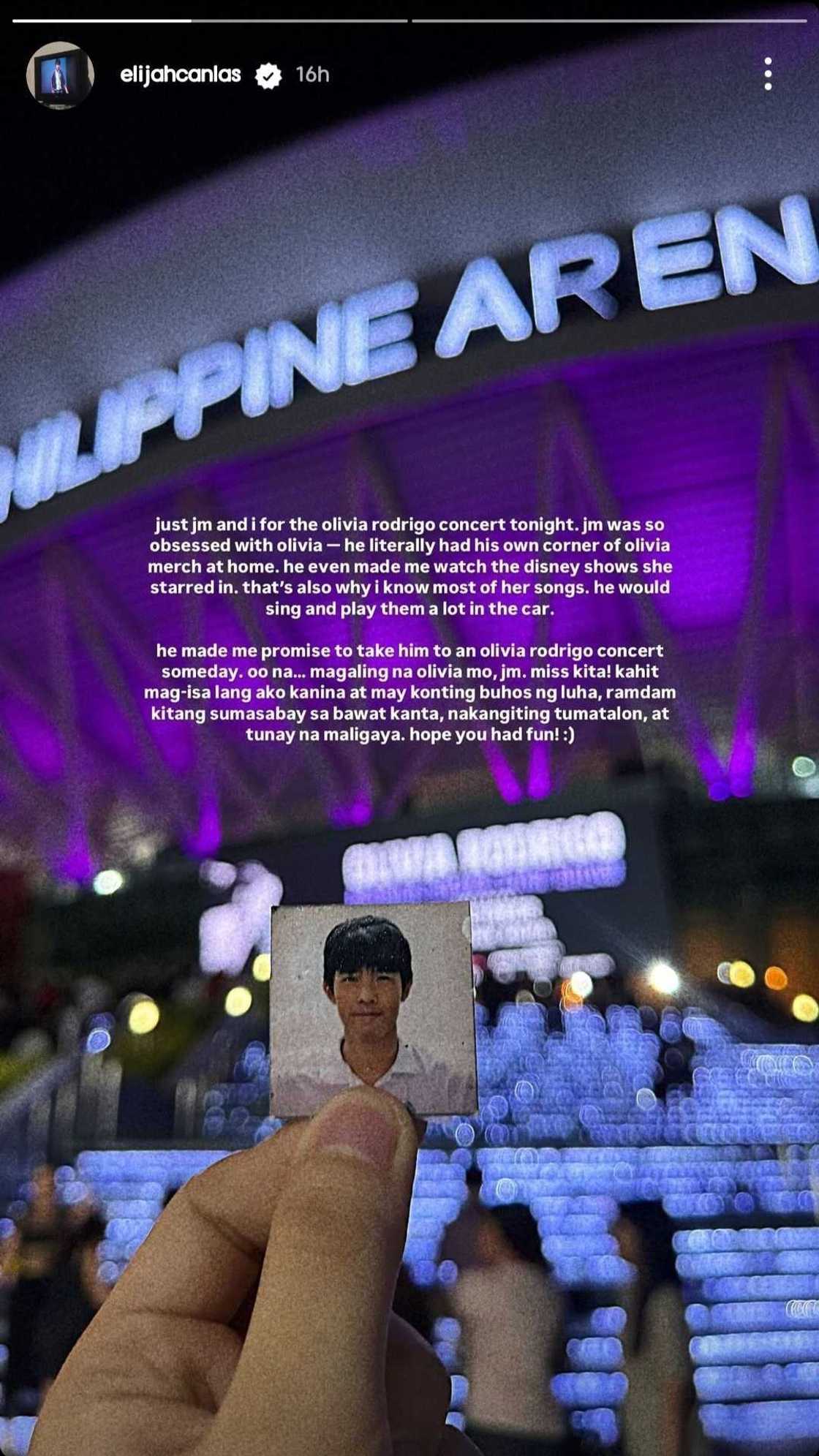 Elijah Canlas, pinanood ang concert ni Olivia Rodrigo para sa yumaong kapatid Elijah Canlas, pinanood ang concert ni Olivia Rodrigo para sa yumaong kapatid