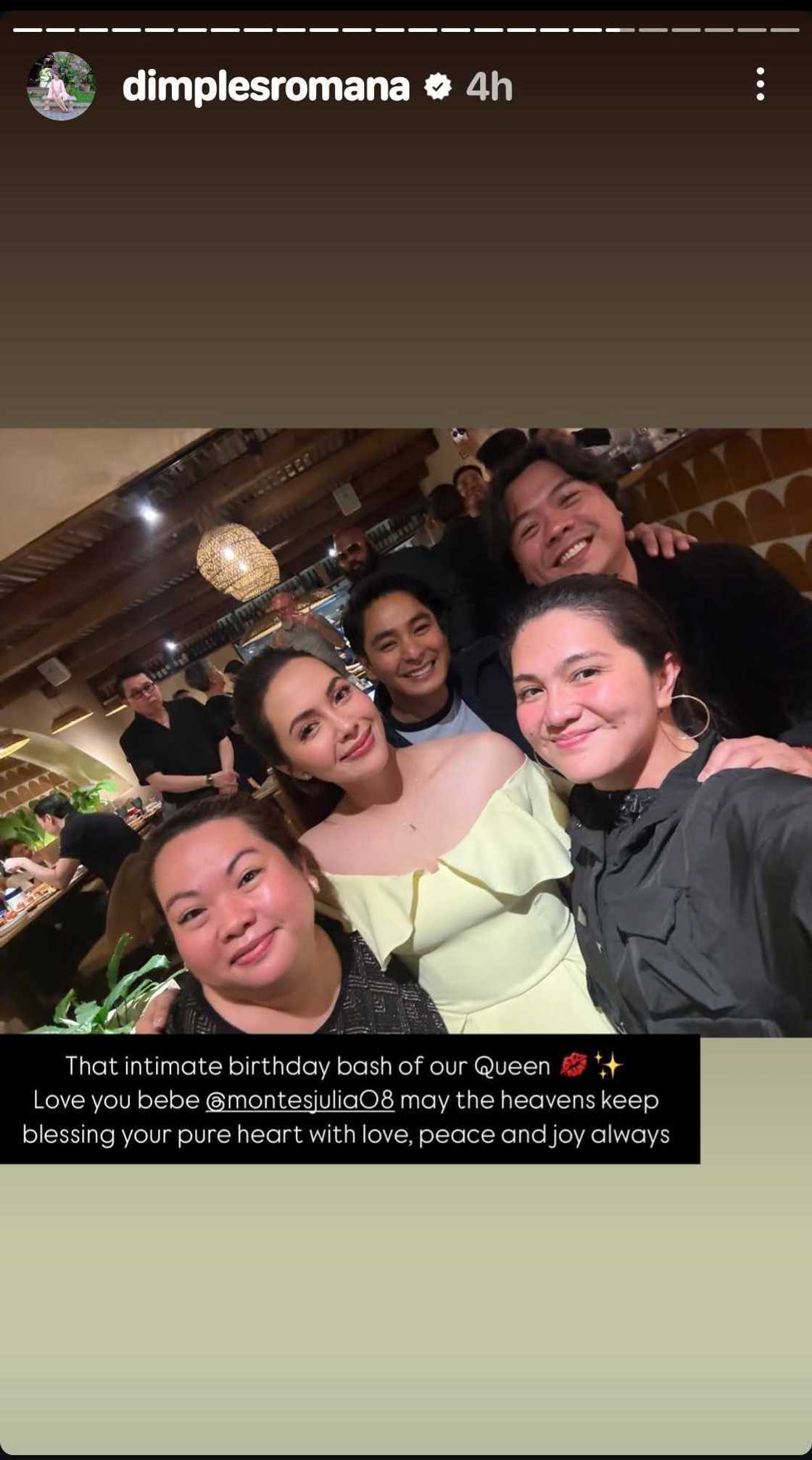 Dimples Romana, ipinasilip ang birthday party ni Julia Montes; may nakakaantig na pagbati kay Julia